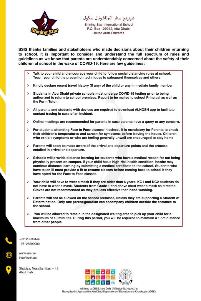 School policies - Shining Star International School