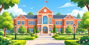 Welcoming Red-Brick Campus Entrance